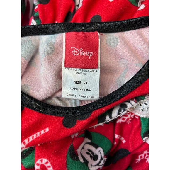 Disney Girls Mickey Mouse Christmas Fleece Pajama Dress Gown 2T Fire Resistant - Picture 5 of 10